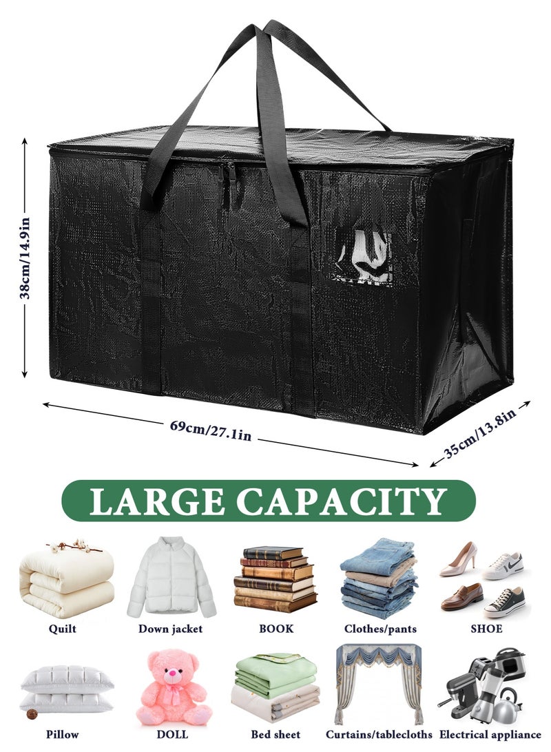 HomarKet 8 Pack Extra Heavy Duty Large Moving Bags with Strong Zipper & Comfortable Handles, Sturdy & Durable Clothes Storage Bags Totes Bins, 92L Packing Moving Boxes for College Supplies, Black - Image 3